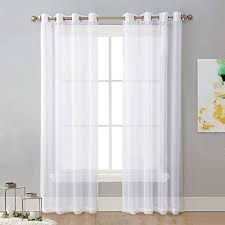 Amazon Com Nicetown Sheer Curtain Panels Bedroom Home Decoration Solid Voile Panels With Ring Top 2 Pack 54 Wide X 84 Inch Long White Home Kitchen