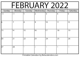 Click here for sunday start version. Free Printable February 2022 Calendar