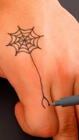 Spider web hand tattoo 🕷️ #spider #handtattoo #tattoos