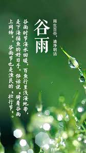 穀雨 is the time of a year when it rains and moisten grains in fields. ç©€é›¨ Google æœå°‹