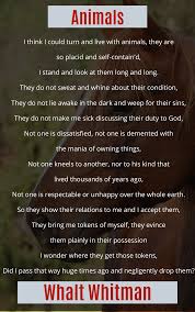 Animals Poem By Walt Whitman Animal Poems Whitman Poems Poems