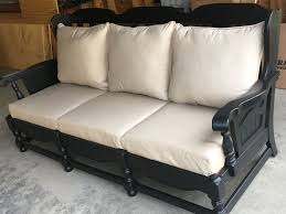 Painted This Old Wooden Couch And Bought New Cushions Added Plywood Board Underneath For Durability Bought 4 Uphols Wooden Couch Couch Makeover Wooden Sofa