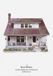 Farm House Watercolor Painting Portrait House Sketch Artwork House Portrait Illustration Homeowner H Watercolor House Portrait House Portraits House Drawing