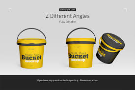Download 50 plastic bag mockup free vectors. Plastic Paint Bucket Mockup Set In Packaging Mockups On Yellow Images Creative Store