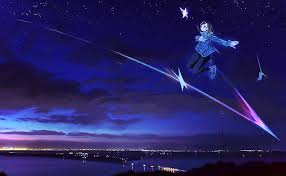 Hd Wallpaper Anime Anime Girls Night Sky Violet Illuminated Water Wallpaper Flare