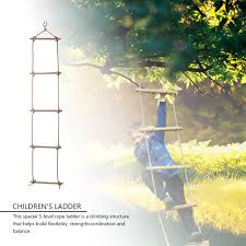 Climbing rope ladder is suitable both for outdoor kids jungle gym and indoor playground. 5 Steps Climbing Rope Ladder Kids Indoor Outdoor Swing Tree House Climbing Toy Toys Hobbies Swings Slides Gyms