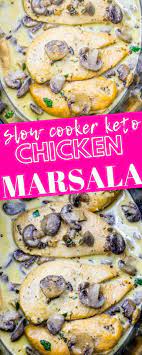 Easy Low Carb One Pot Slow Cooker Creamy Chicken Marsala Keto Crockpot Recipes Low Carb Slow Cooker Recipes Low Carb Slow Cooker