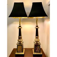 French Empire Style Brass And Black Column Lamps A Pair For Sale Image 9 Of 9 Lamp Living Room Design Decor Vintage Lamps
