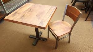 A Simple Restaurant Table And Chair All Handcrafted With Solid Rustic Walnut Wood The Steel Table Bas Restaurant Tables And Chairs Steel Table Base Furniture