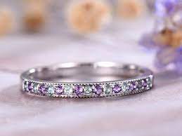 Alexandrite Wedding Band14k White Goldamethyst Wedding Etsy In 2021 Amethyst Wedding Band Amethyst Ring Engagement Wedding Ring 14k White Gold