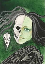 5x7 Life and Death RYTA raven crow surreal gothic Halloween dark message  interior home house office design decor decoration art horror moon