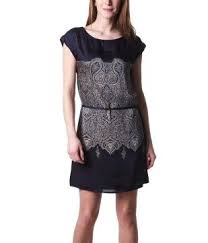 Printed Loose Dress Navy Blue Print Promod Loose Dress Casual Dresses Navy Blue Print