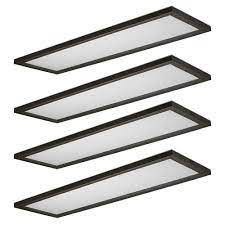 Commercial Electric 48 In X 15 In Low Profile Oil Rubbed Bronze Color Selectable Led Flush Mount With Night Light Crackle Lens 4 Pack 56705111 4pk The Home Depot
