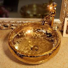 Bathroom vessel sink, mocoloo 16 x 16 above counter porcelain ceramic vanity sink square, countertop small bathroom sink modern 16 inch single art basin without overflow 4.7 out of 5 stars 18 $59.99 $ 59. Round Europe Vintage Style Ceramic Art Basin Sink Counter Top Wash Basin Bathroom Sinks Vanities Hand Painted Wash Basins Gold Porcelain Bathroom Sink Bathroom Sink Porcelain Sink