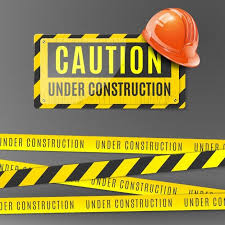 Download Download Under Construction Realistic With Orange Helmet Caution Placard And Fencing Tape With Yellow And Black Stripes For Free Under Construction Black Stripes Realistic