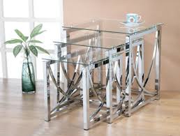 Eclipse Glass Nest Of Tables 3 Clear Black Modern Set Side Lamp End Table Ebay In 2020 Mirrored Coffee Tables Glass Nesting Tables Mirrored Furniture Decor