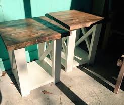Rustic Handmade End Tables Set With Shelve White Base With Etsy End Table Sets Table End Tables