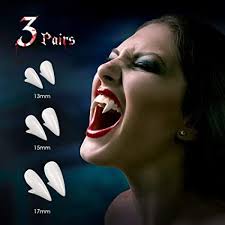Unpack the components of the vampire fang kit. Amazon Com Eastpin Vampire Fangs Teeth With Adhesive 3 Pairs Vampire Fangs Teeth For Kids Adults Realistic Reusable Vampire Fangs Cosplay Accessories Halloween Party Prop Decoration A Hit For Halloween Event Toys