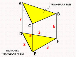 Formula to find the volume of triangular prism: Finding The Surface Area And Volume Of Truncated Cylinders And Prisms Owlcation