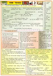 English grammar worksheets on tenses and verbs; Verb Tenses Exercises Free Printable Verb Tenses Esl Worksheets