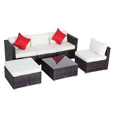 Barnett 6 Piece Rattan Sectional Seating Group With Cushions Patio Furniture Deals Patio Lounge Furniture Outdoor Sectional Sofa