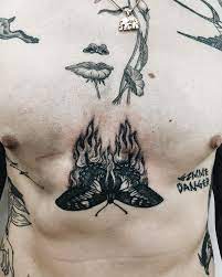 Finley Jordan On Instagram Fresh Flames On A Healed Butterfly Thanks Vlad Chest Tattoos For Women Flame Tattoos Chest Piece Tattoos