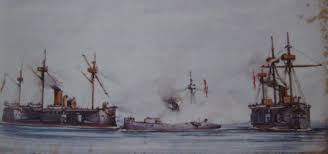 El combate de angamos se desarrolló el 08 de octubre de 1879 como parte de la campaña naval de la guerra del pacífico. Combate Naval De Angamos Por Ernesto Linares Mascaro