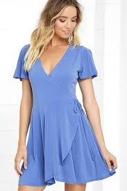 Here To Flirt Periwinkle Blue Wrap Dressat Lulus Com Casual Dresses With Sleeves Circle Skirt Dress Dresses