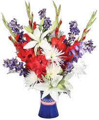 Red, white, and blue flowers are perfect for an independence arrangement and 4th of july. Red White True Blue Floral Arrangement In Saint Albans Vt Petals Blooms