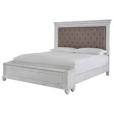 Upholstered tufted headboard and frame. Benchcraft Kanwyn B777 157 54s 96 Relaxed Vintage Queen Upholstered Bed With Storage Bench Household Furniture Upholstered Beds