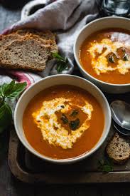 Roasted Tomato And Sweet Potato Soup Olive Mango Recipe Sweet Potato Soup Sweet Potato Soup Recipes Curried Sweet Potato Soup