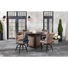 Coffee table is a very important part of living room, that's where you eat pizza or taco on friday night, and this is where you throw your legs up after a long day at work or school. Home Decorators Collection Hazelhurst 5 Piece Brown Wicker Outdoor Patio High Dining Fire Pit Seating Set With Cushionguard Sky Blue Cushions Yahoo Shopping