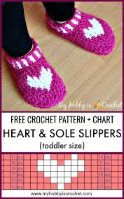 My Hobby Is Crochet Heart Sole Slippers Small Child