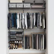 Marie kondo shoji closet storage solution. Elfa Classic 5 Platinum Reach In Closet The Container Store