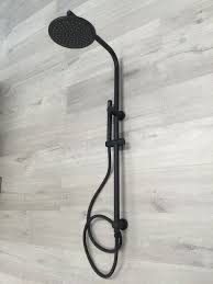 Bathroom Brass Diverter Handheld Shower Head Sliding Rail Set Matt Black 2017 Shower Panels Shower Heads Hand Shower