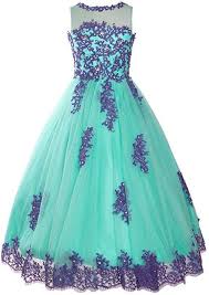 Amazon Com Fairy Couple Big Girl S High Neck Applique Flower Girl Wedding Dresses K0170 Si Wedding Dresses For Girls Wedding Flower Girl Dresses Girls Dresses