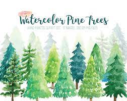 Watercolor Pine Tree Forest Clipart Watercolor Tree Clipart Etsy Tree Clipart Christmas Tree Clipart Clip Art
