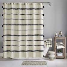 Universal buying services is renowned buying agent of unique range of bathroom shower curtain which is sourced from reliable manufactures across the country. Boho Chic Cotton Shower Curtain Beige Black Better Homes Gardens 72 X 72 Walmart Com Walmart Com