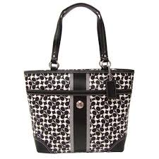 Black And White Coach Purse 298 00 Brand New With Tags Coach Heritage Signature Chelsea Tote Purse In Black White This New Coach Heritage Zip Tote H Tote Bag Shopper Bag Coach Tote Bags