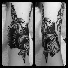 Black And White Wolf Tattoo Ideas Top 73 Traditional Dagger Tattoo Ideas 2020 Inspiration Guide Wolf Tattoo Traditional Traditional Tattoo Traditional Dagger Tattoo