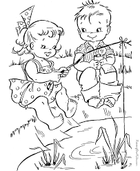 Print out these free coloring pages to entertain your kids. Summer Fishing Coloring Page 015