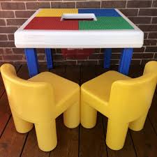 Table Toys Lego Building Table W Storage Net Little Tikes Yellow Chairs Vintage Ebay Lego Building Table Yellow Chair Lego Building