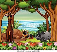 Maybe you would like to learn more about one of these? Wild Animals Cartoon Living In The Beautiful Forest Canstock
