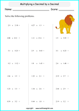 Decimal multiplication worksheets grade 6. Printable Decimals Worksheets For Primary Students