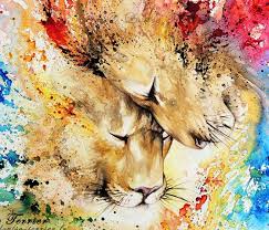 Lion Love Painting By Louise Terrier Watercolor Lion Art Animal Art