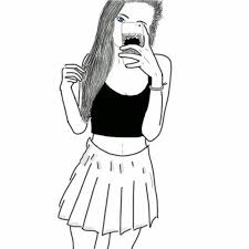 Black And White Mirror Selfie Drawing Pin En Kreslit