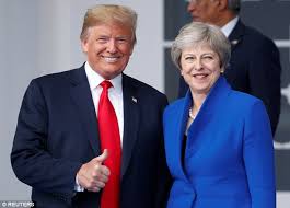 Image result for theresa may meets donald trump at brussels nato summit 2018