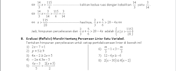 3 + 4 = 1 pada contoh diatas. Persamaan Linier Satu Variabel Smp Mts Kelas Vii Matematika Awan Asyik