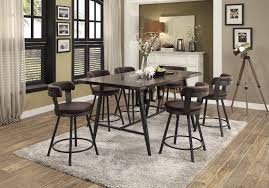 This set comes with 1 counter height table and 4 stools. Homelegance 5566 7pc Br 7 Pc Appert Gray Metal Glass Insert Counter Height Dining Table Set Brown Chairs