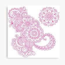Simple leaves and flowers mehndi design: Mehandi Wall Art Redbubble